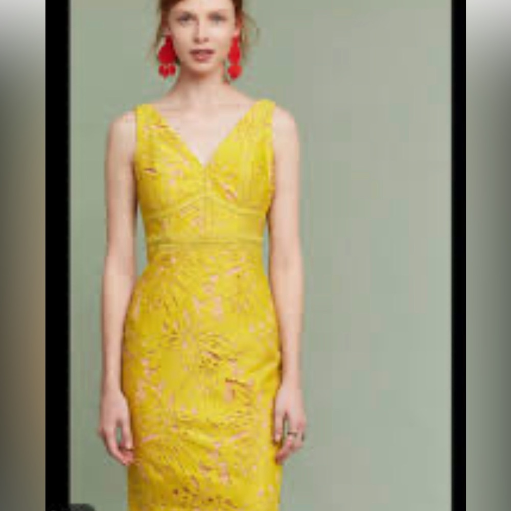 Gorgeous MAEVE Anthropologie Mustard Lace Dress, like New Size 10